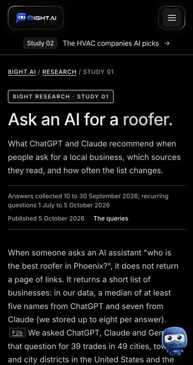 Screenshot of the 8ight.AI study page, showing its title, collection dates and publication date